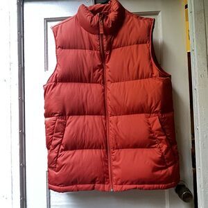Lands End Goose Down Puffer Fest M (38-40) Orange Insulated Hiking Nature Walk